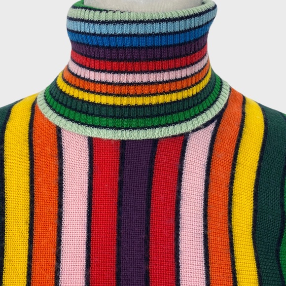Vintage Multicolor Rainbow Stripe Turtleneck Sweater S/M - Picture 4 of 8